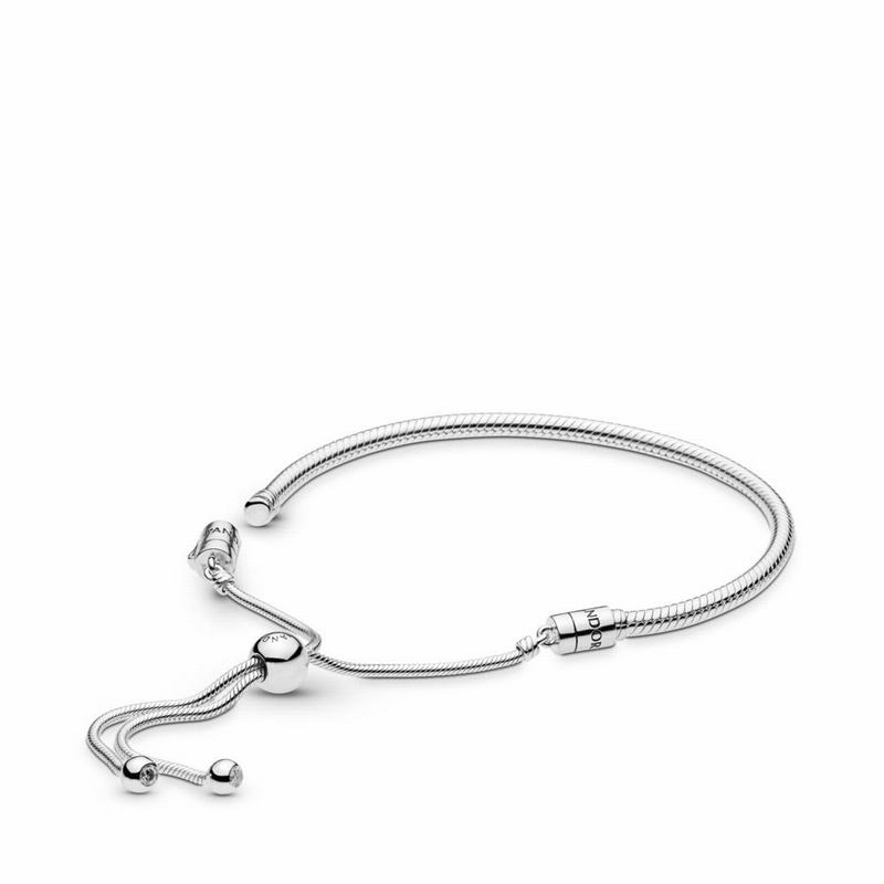 Pandora Moments Snake Chain Slider Bracelet Ireland - Sterling Silver/Silicone/Cubic Zirconia - 2150